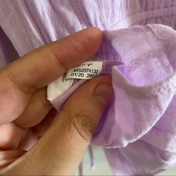 American Eagle Lilac purple peplum wrap blouse long sleeves size small - Picture 9 of 9